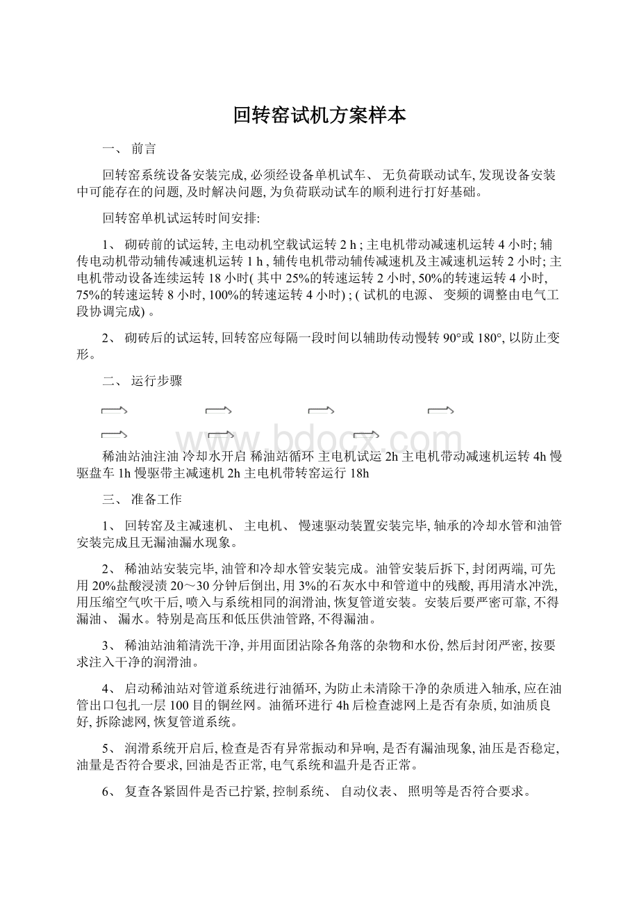 回转窑试机方案样本Word文档下载推荐.docx_第1页