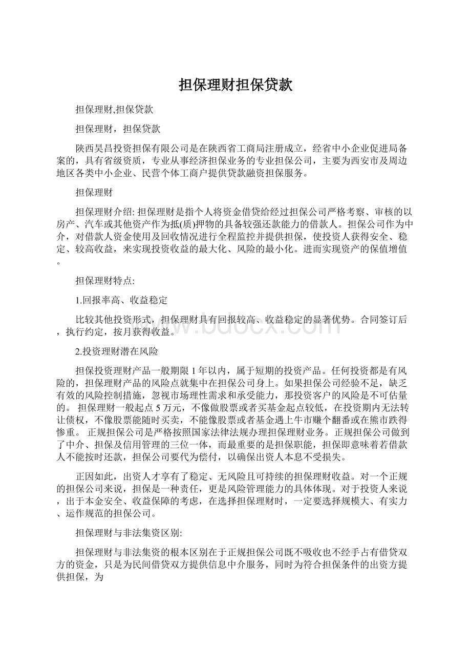 担保理财担保贷款文档格式.docx