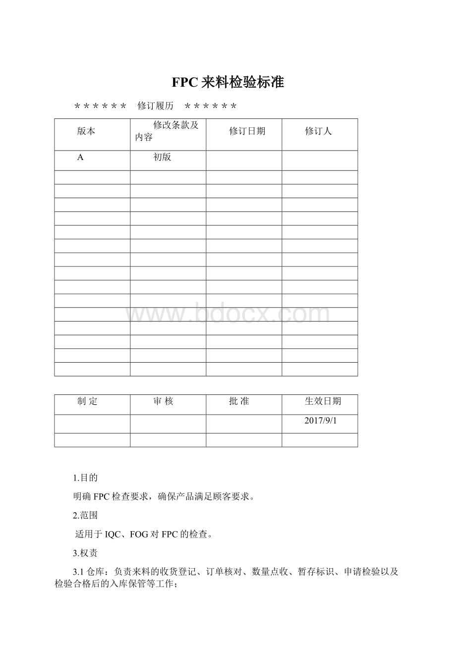 FPC来料检验标准Word文档格式.docx