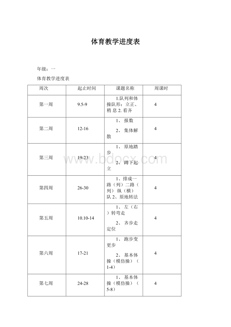 体育教学进度表.docx