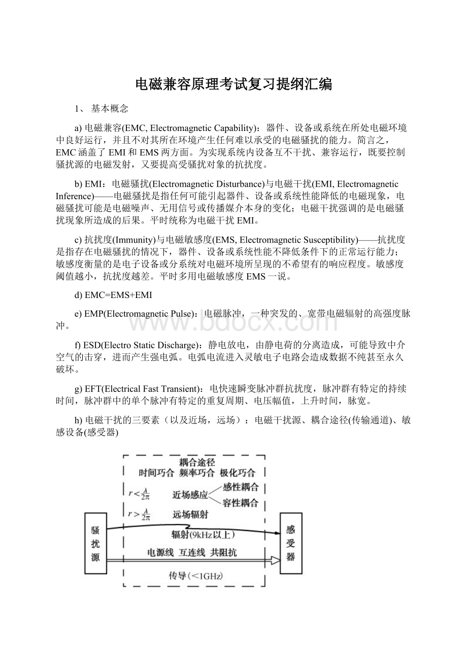 电磁兼容原理考试复习提纲汇编Word格式文档下载.docx_第1页