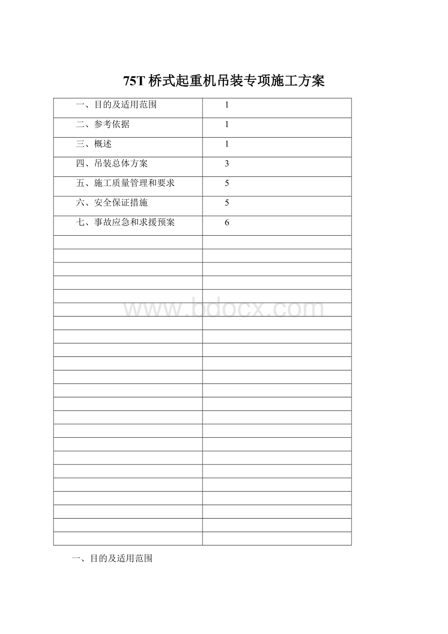 75T桥式起重机吊装专项施工方案Word下载.docx