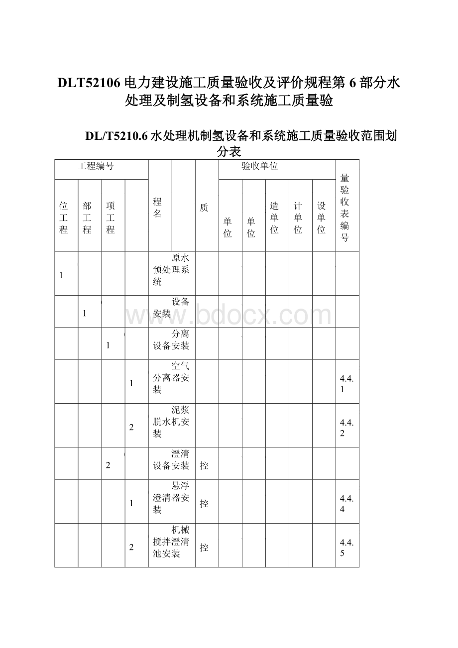 DLT52106电力建设施工质量验收及评价规程第6部分水处理及制氢设备和系统施工质量验.docx