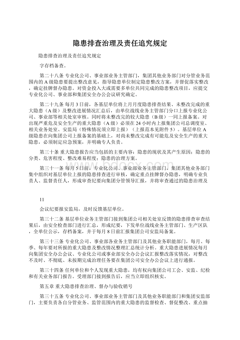 隐患排查治理及责任追究规定.docx_第1页