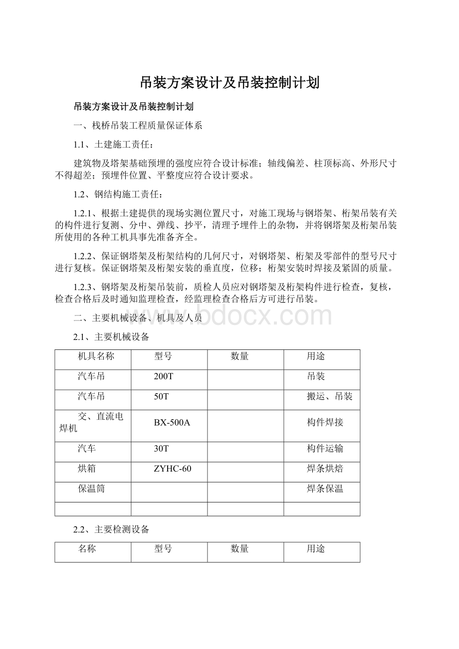 吊装方案设计及吊装控制计划文档格式.docx_第1页