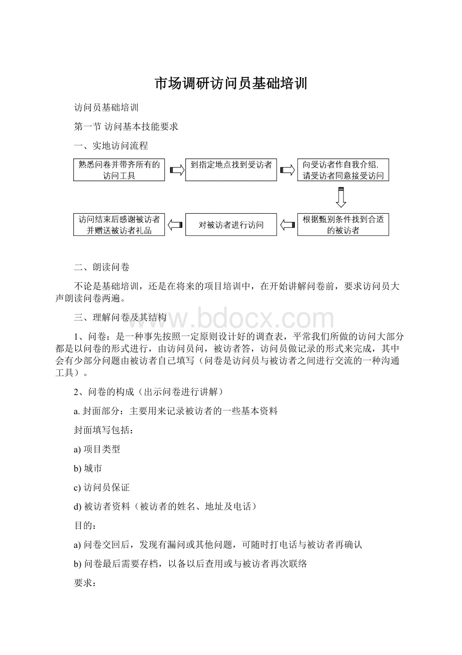 市场调研访问员基础培训Word格式文档下载.docx