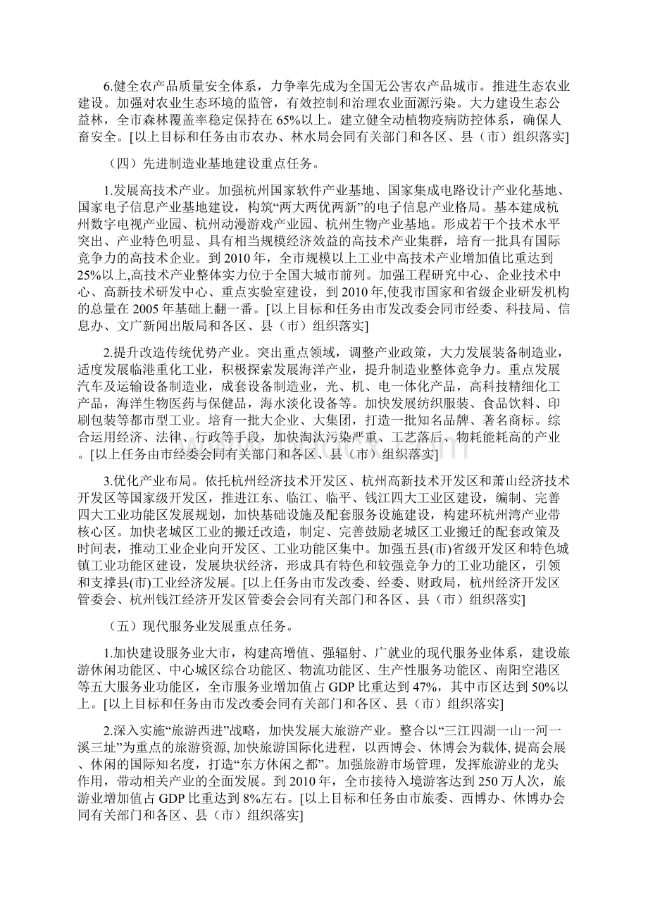 杭州市人民政府办公厅关于落实杭州市国民经济和社会发展第十一个五年规划纲要主要目标和任务的实施意见.docx_第3页