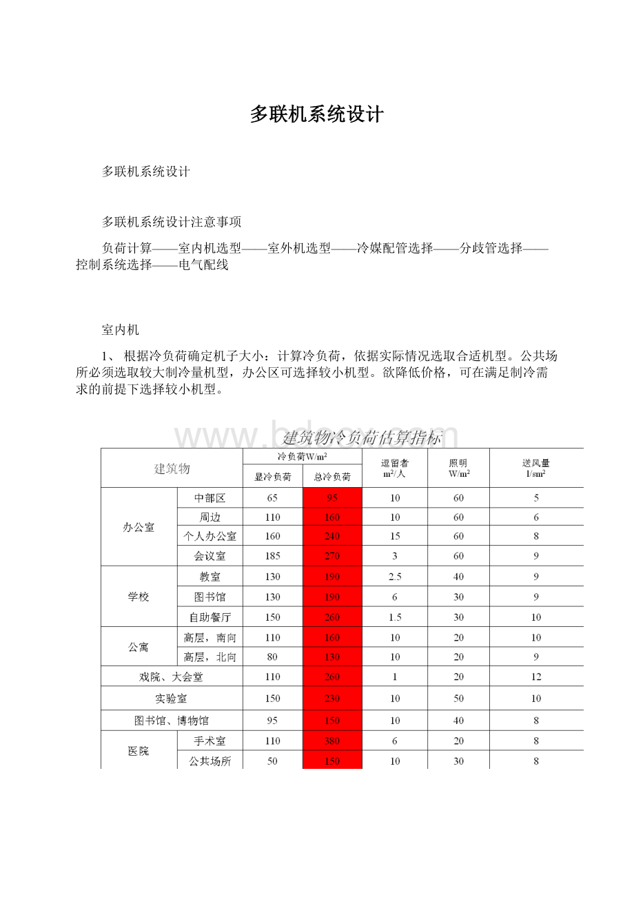 多联机系统设计Word格式文档下载.docx_第1页