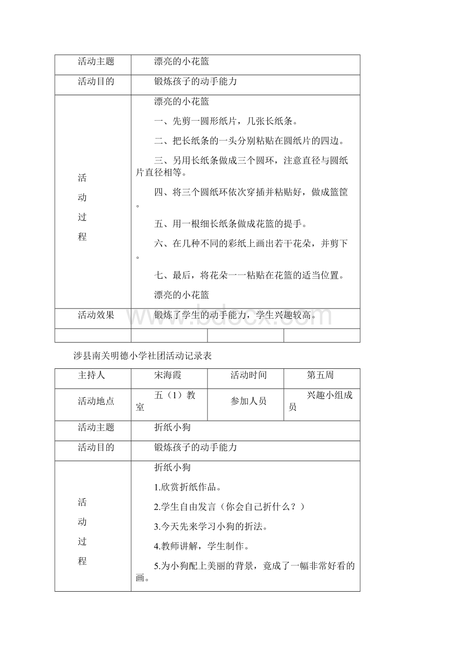 涉县南关明德小学社团活动记录表文档格式.docx_第3页