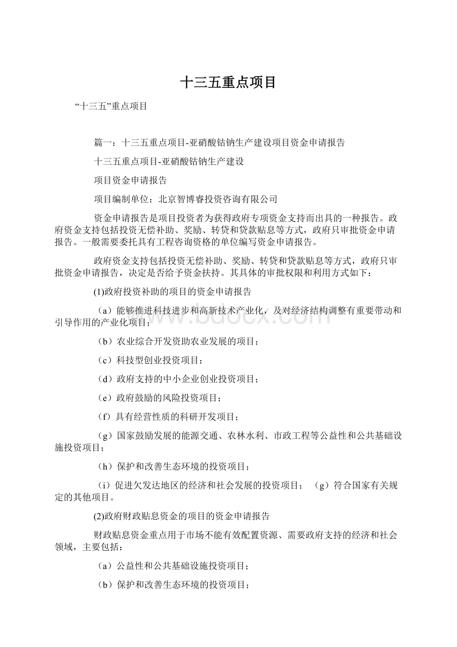 十三五重点项目.docx