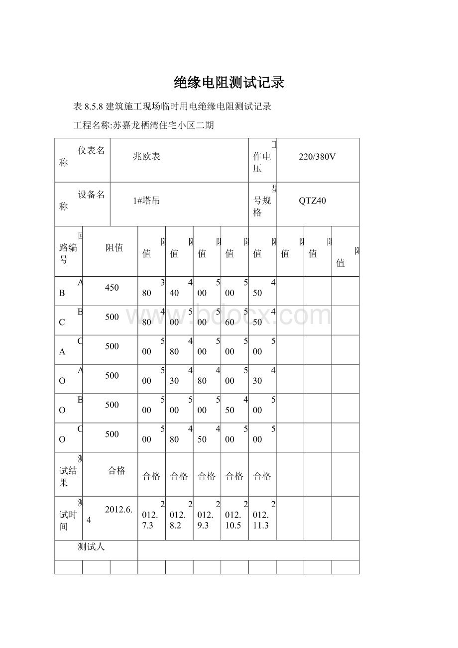 绝缘电阻测试记录.docx