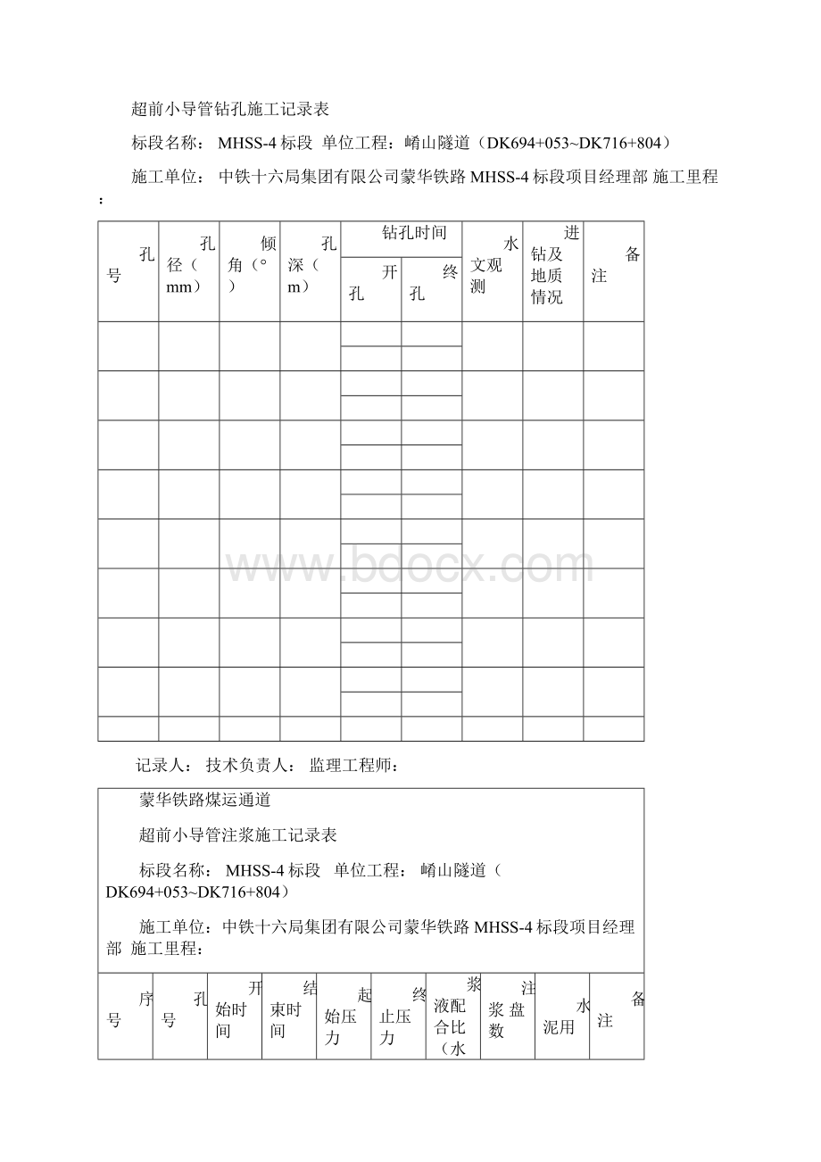 蒙华铁路隧道施工过程记录表加洞身地质素描Word文档格式.docx_第3页