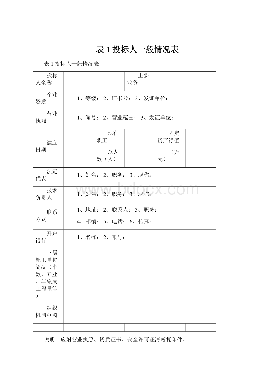 表1投标人一般情况表文档格式.docx_第1页