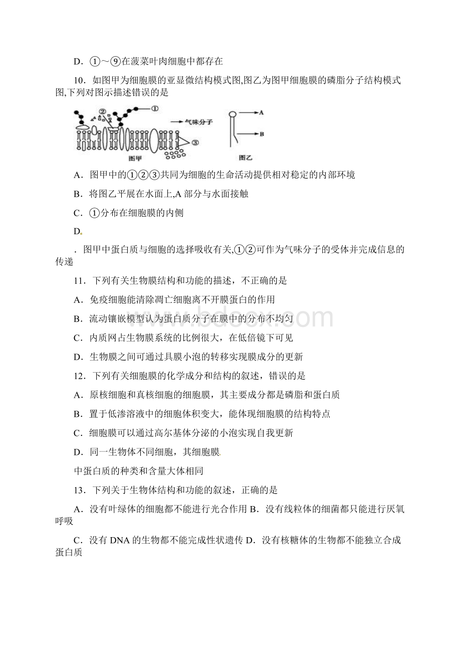 江西省上高县第二中学学年高三上学期第二次月考生物试题 Word版含答案.docx_第3页