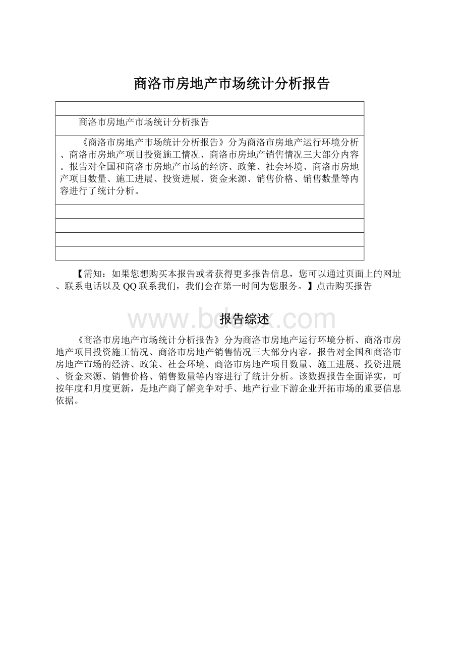 商洛市房地产市场统计分析报告.docx_第1页