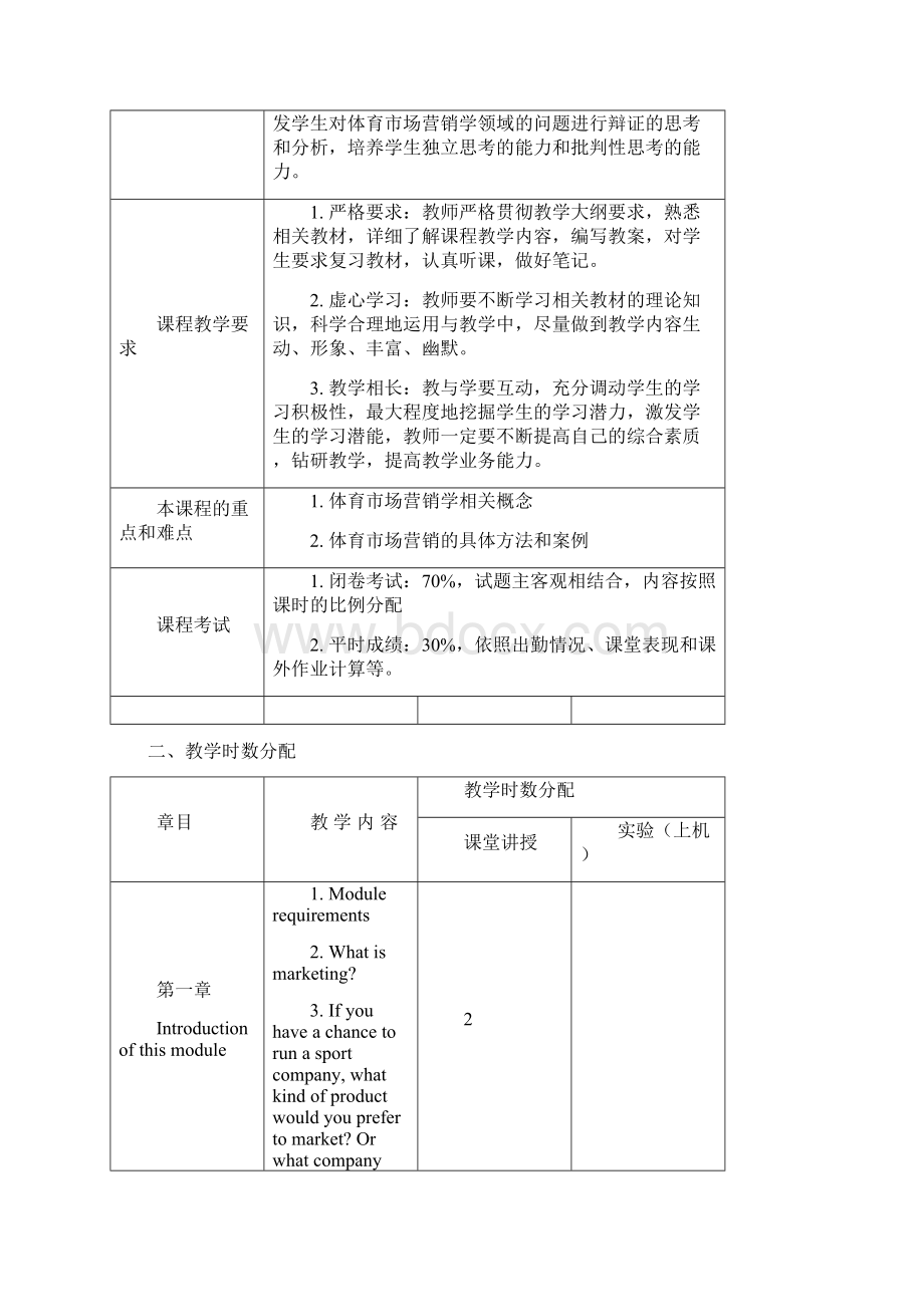 体育市场营销学双语体育市场营销学双语教学大纲第一学期12 12教学纲.docx_第2页