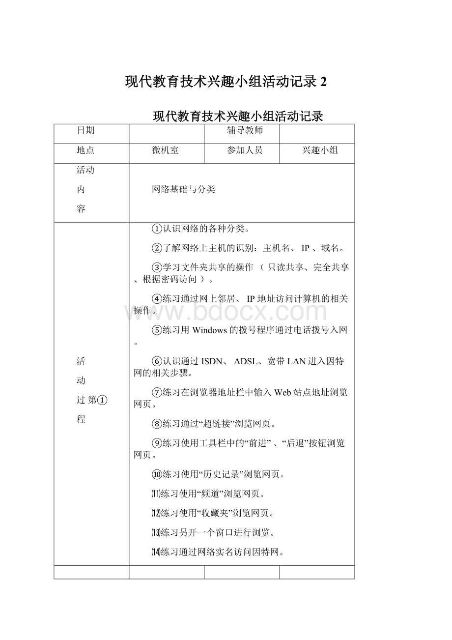 现代教育技术兴趣小组活动记录2Word文档格式.docx_第1页