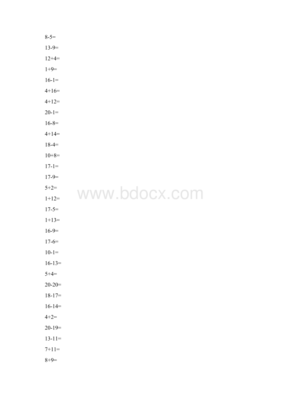 最新20以内加减法练习题100题50份.docx_第2页