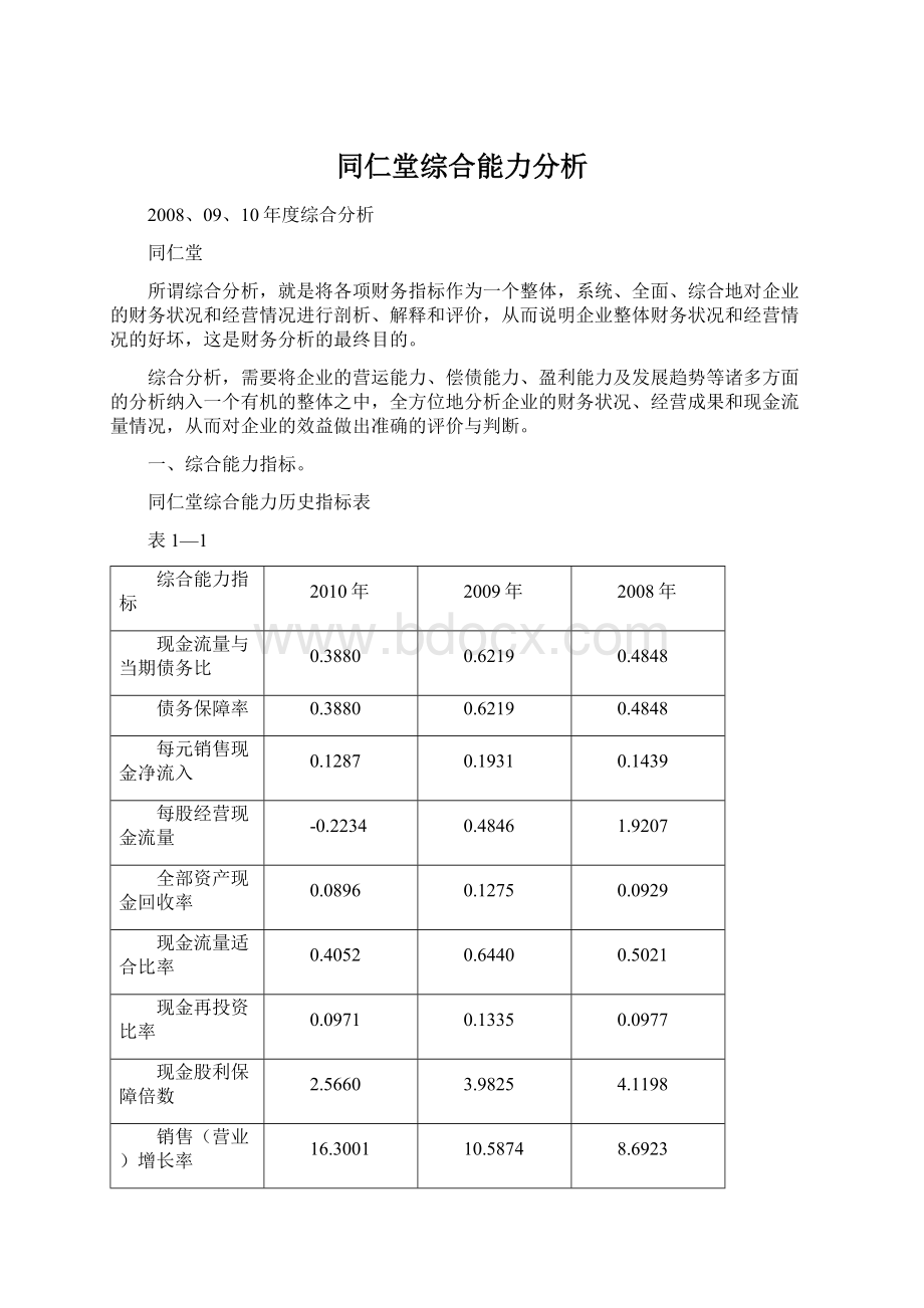 同仁堂综合能力分析.docx