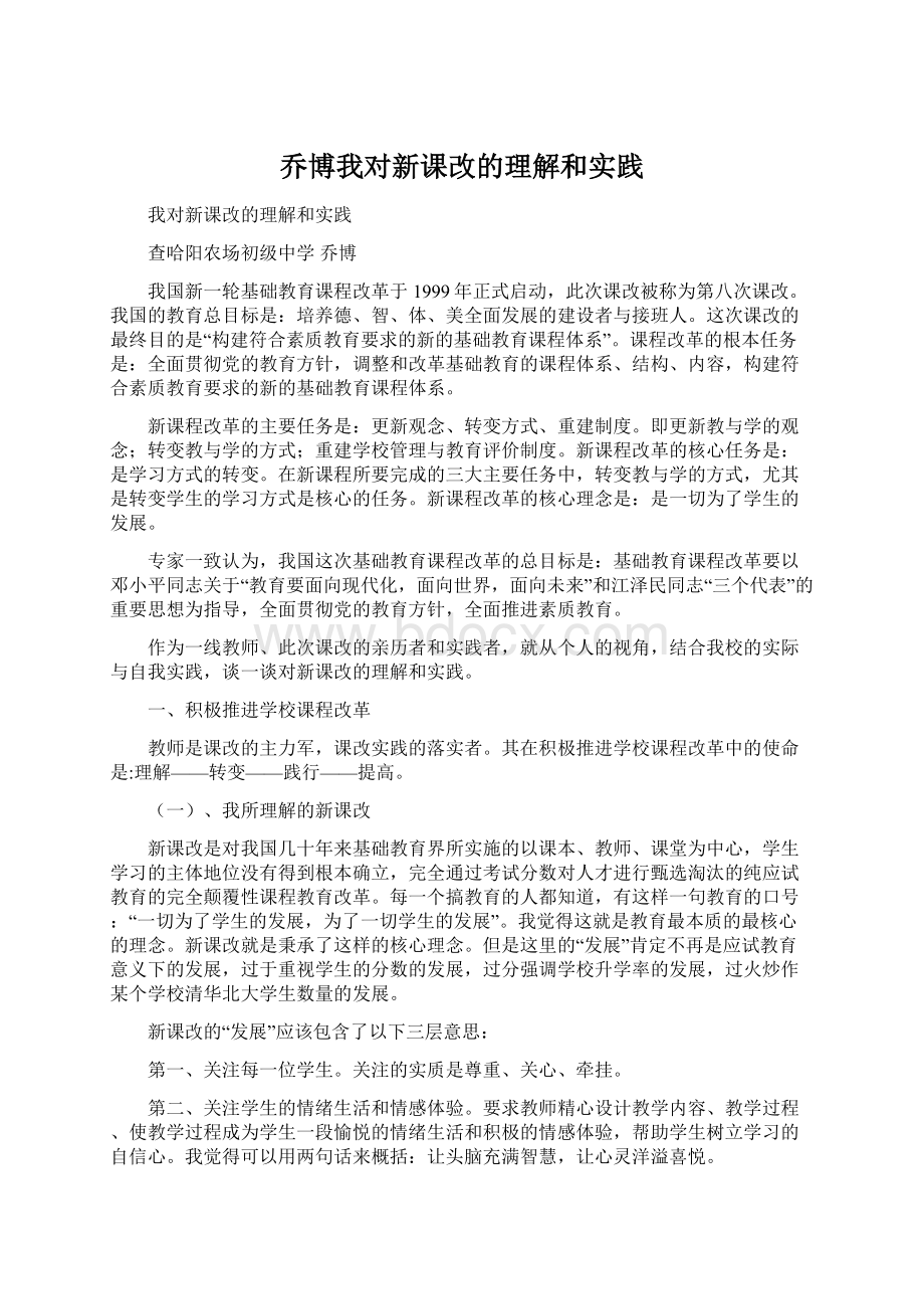 乔博我对新课改的理解和实践Word格式.docx