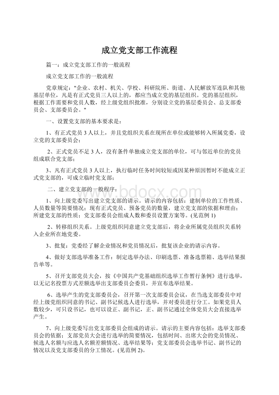 成立党支部工作流程文档格式.docx