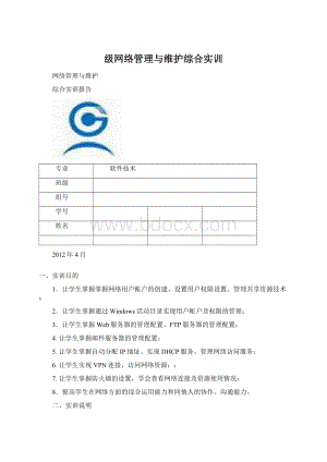 级网络管理与维护综合实训文档格式.docx