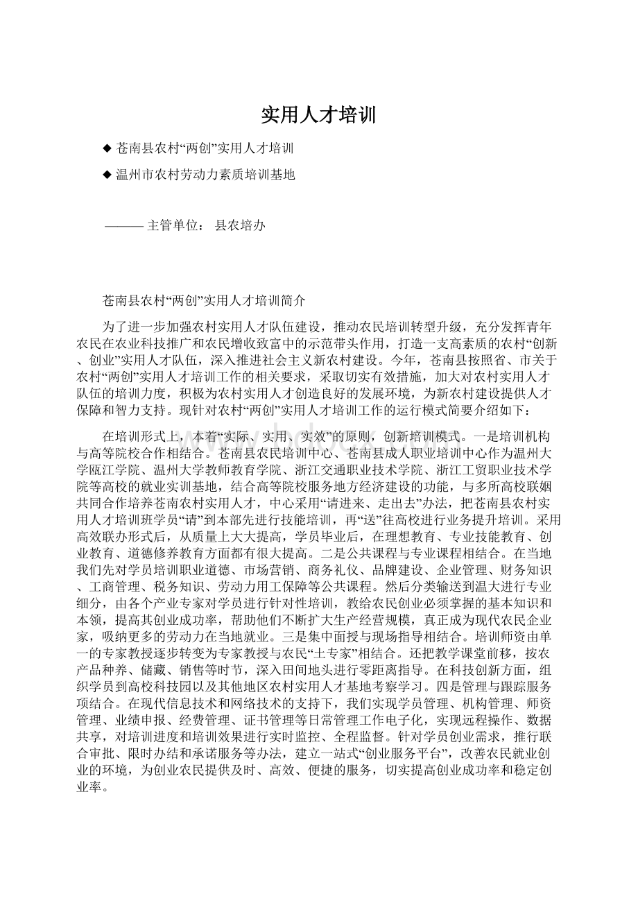 实用人才培训文档格式.docx