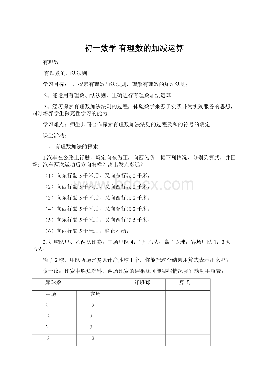 初一数学 有理数的加减运算Word文档格式.docx_第1页