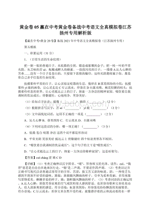 黄金卷05赢在中考黄金卷备战中考语文全真模拟卷江苏扬州专用解析版Word下载.docx