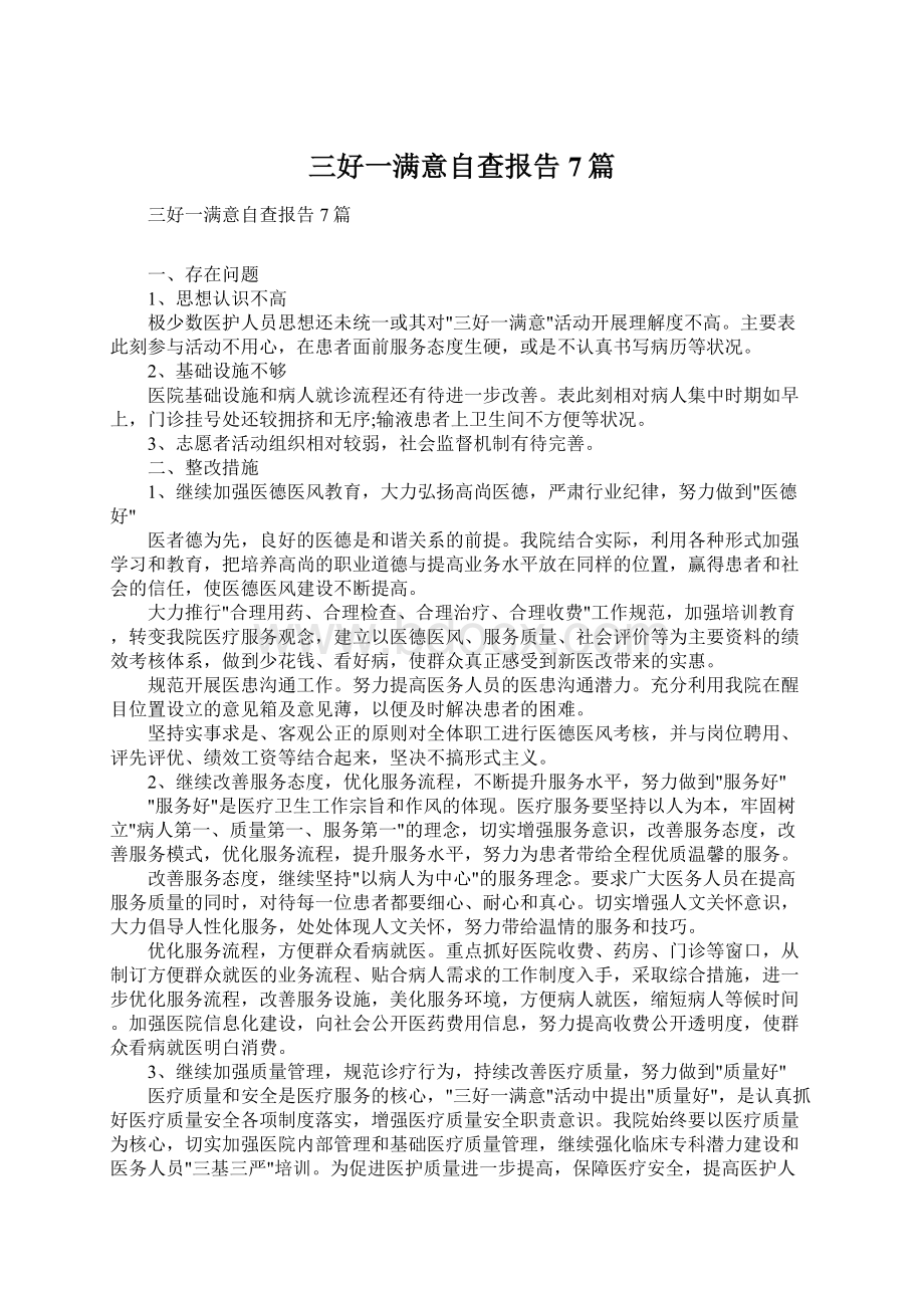 三好一满意自查报告7篇.docx