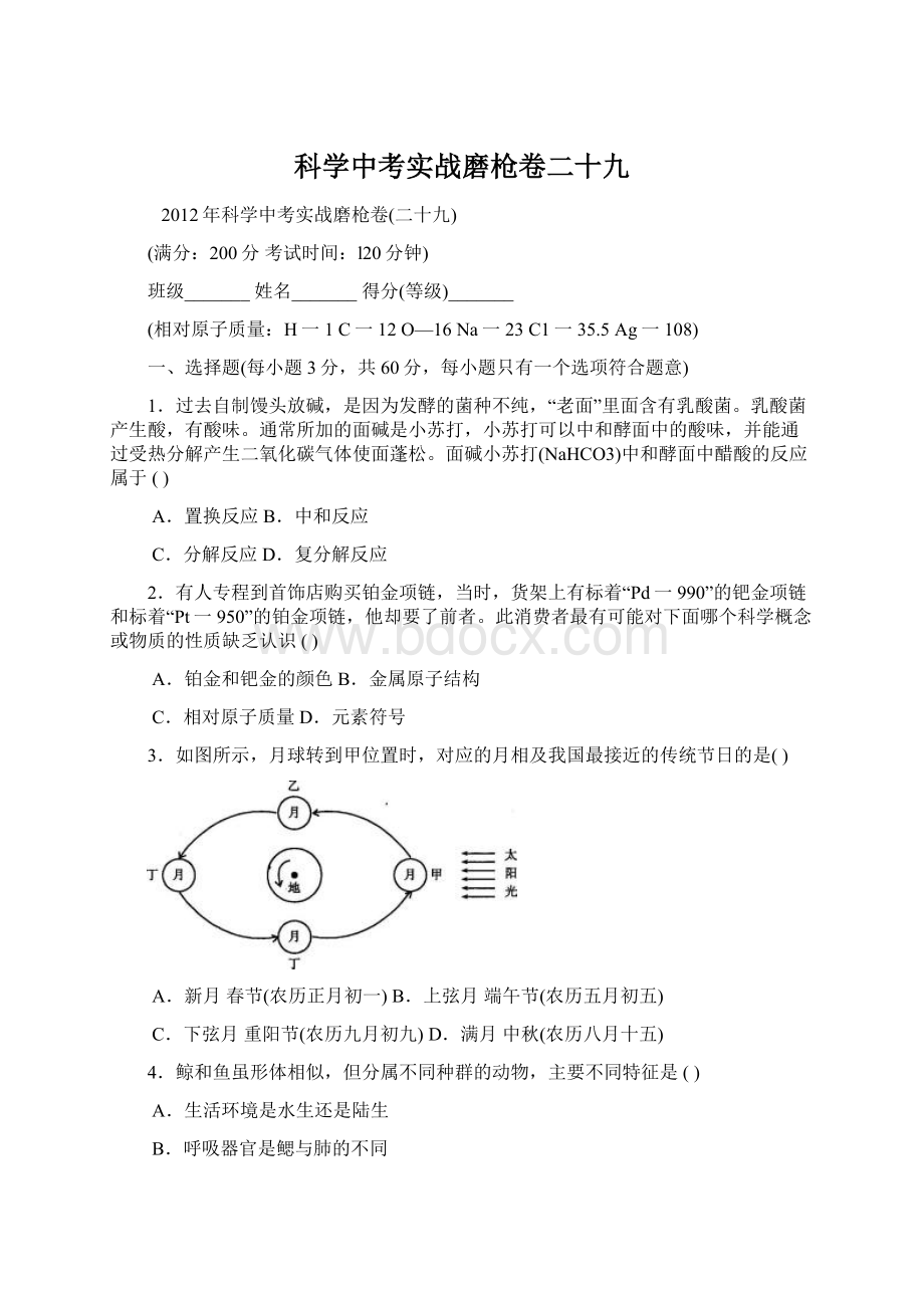 科学中考实战磨枪卷二十九Word文档格式.docx