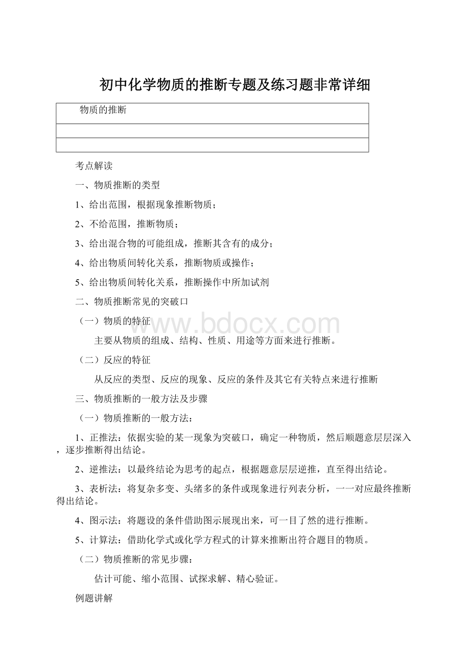 初中化学物质的推断专题及练习题非常详细Word文档下载推荐.docx