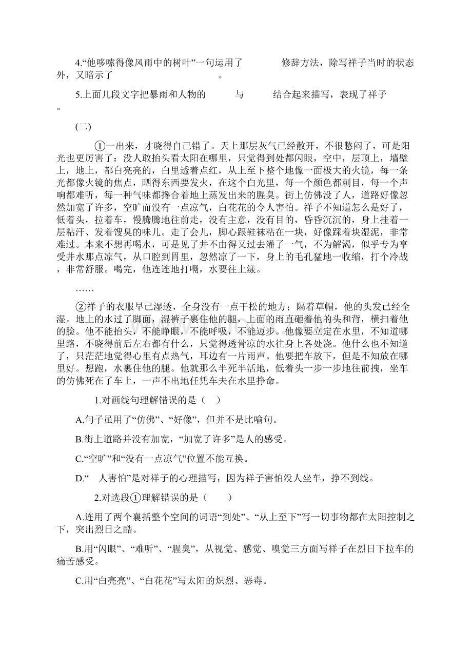 苏教版语文九上在烈日和暴雨下基础训练 2.docx_第2页