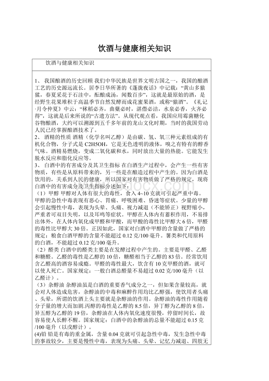 饮酒与健康相关知识Word格式文档下载.docx