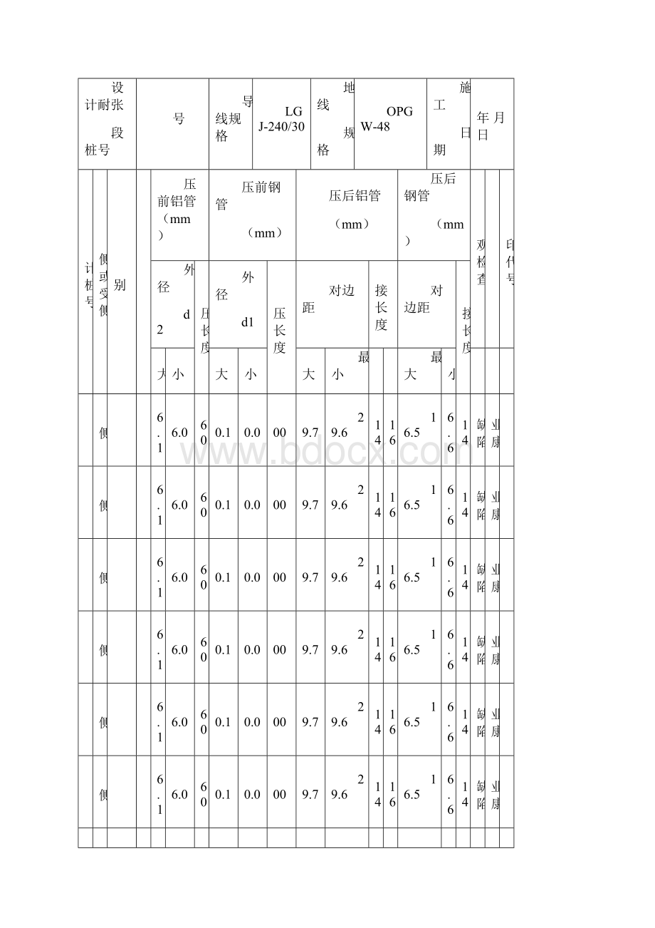 D012导地线液压管施工检查记录表.docx_第3页