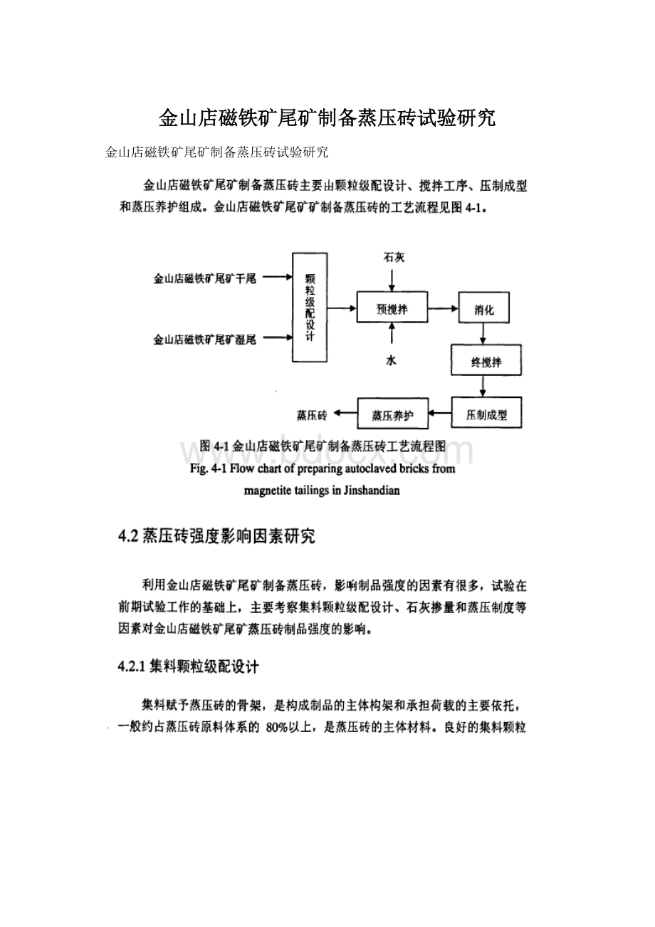 金山店磁铁矿尾矿制备蒸压砖试验研究文档格式.docx