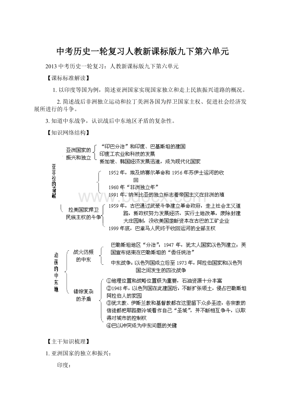 中考历史一轮复习人教新课标版九下第六单元.docx