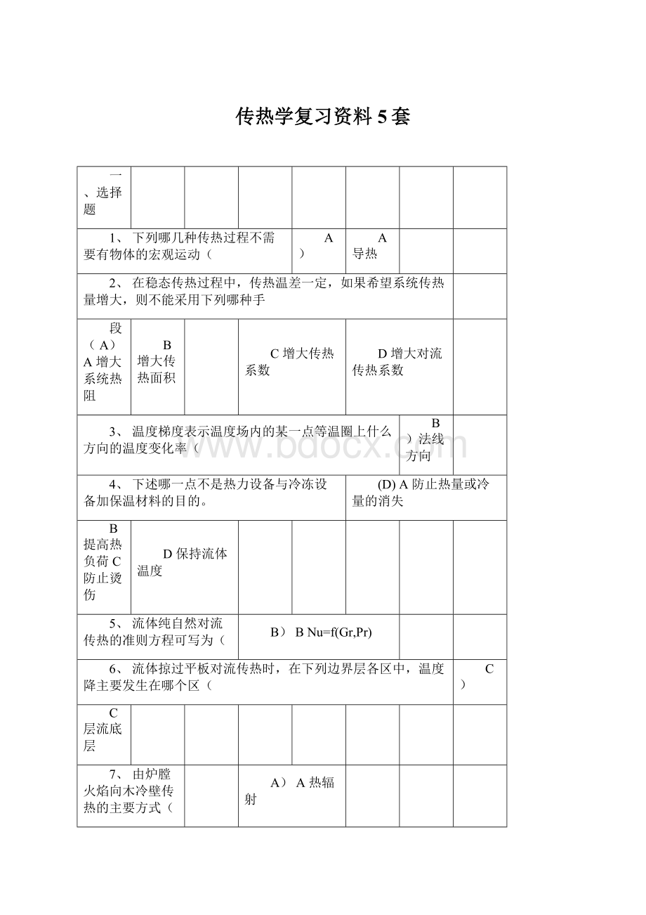 传热学复习资料5套Word文件下载.docx