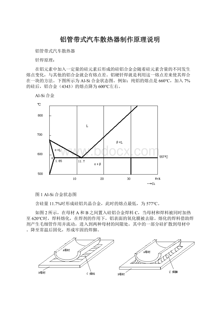 铝管带式汽车散热器制作原理说明Word下载.docx