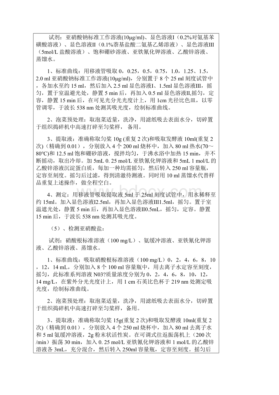 泡菜的总酸硝酸盐亚硝酸盐值的测定实验实验报告.docx_第3页