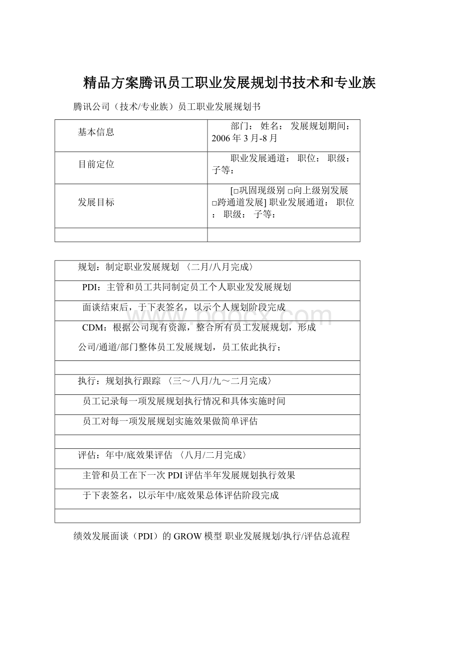 精品方案腾讯员工职业发展规划书技术和专业族.docx_第1页