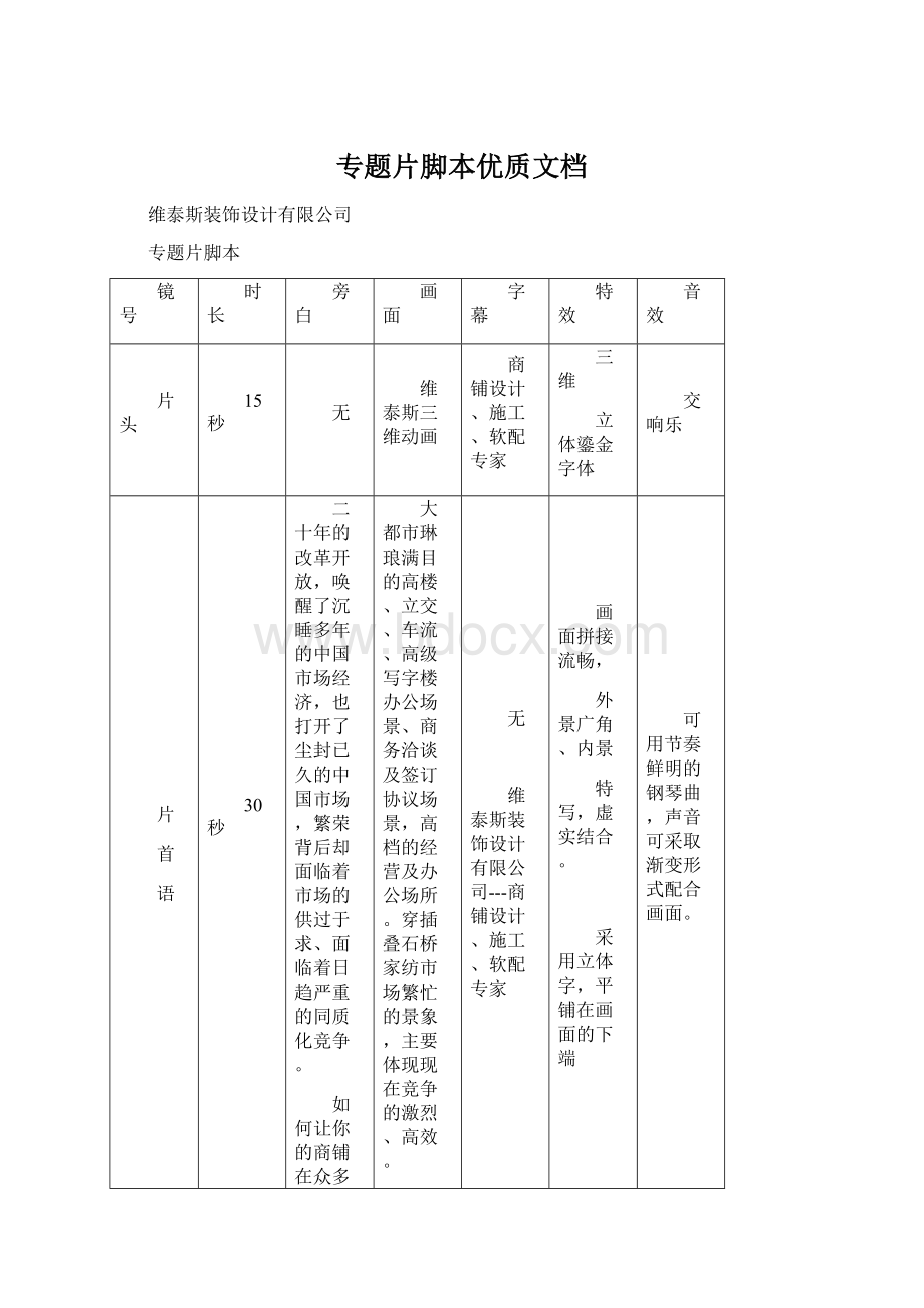 专题片脚本优质文档Word文档下载推荐.docx_第1页