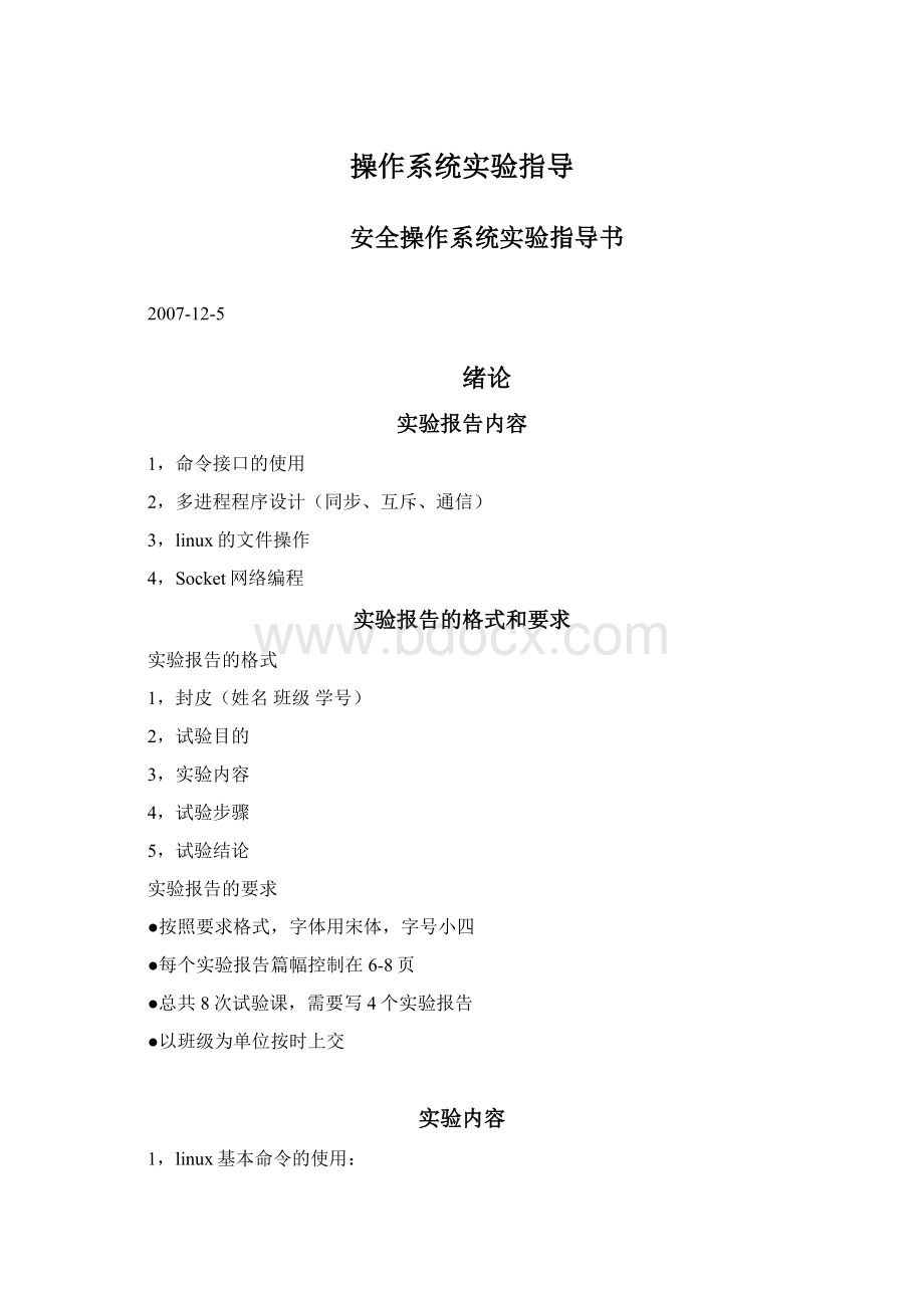 操作系统实验指导文档格式.docx