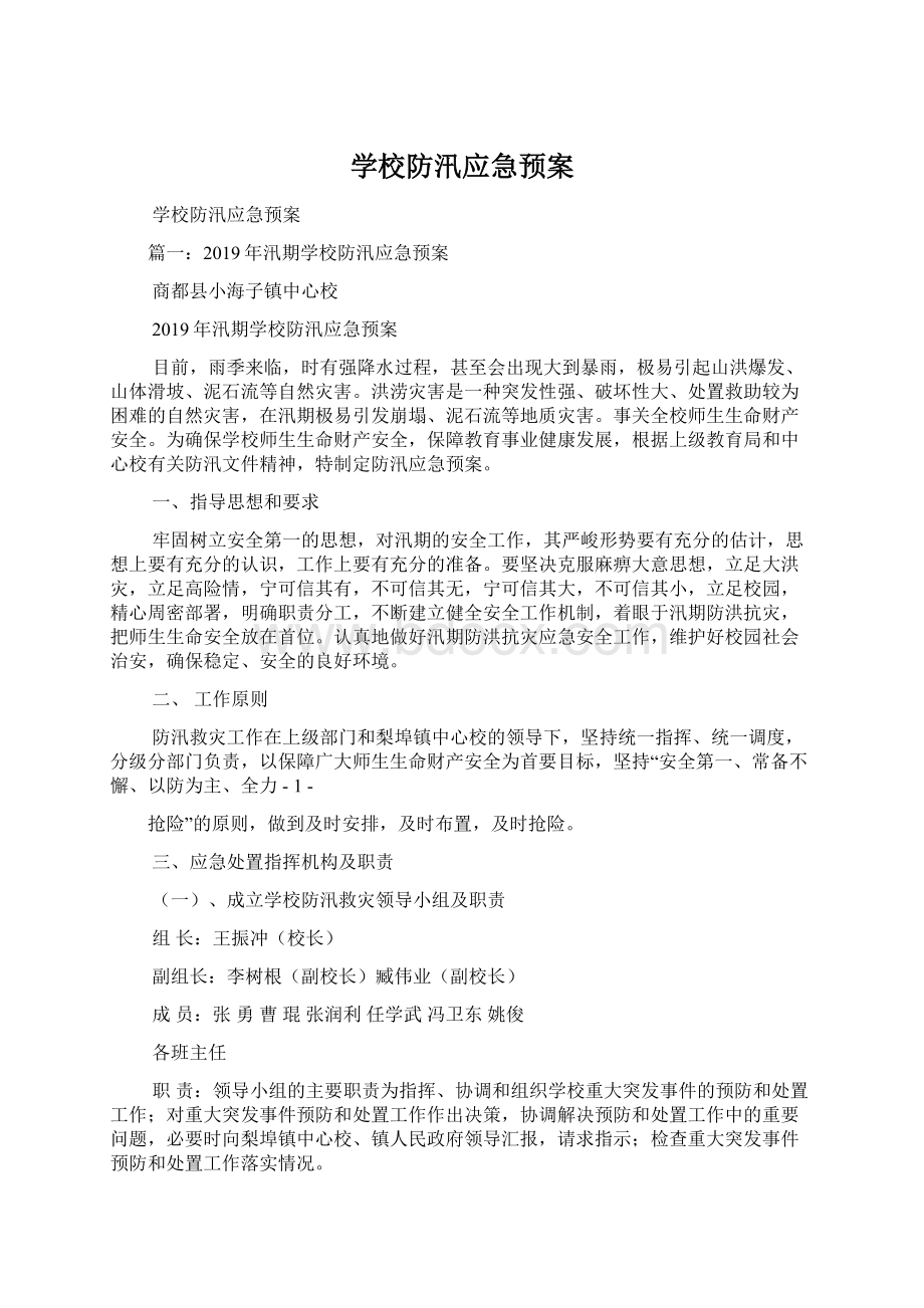 学校防汛应急预案.docx