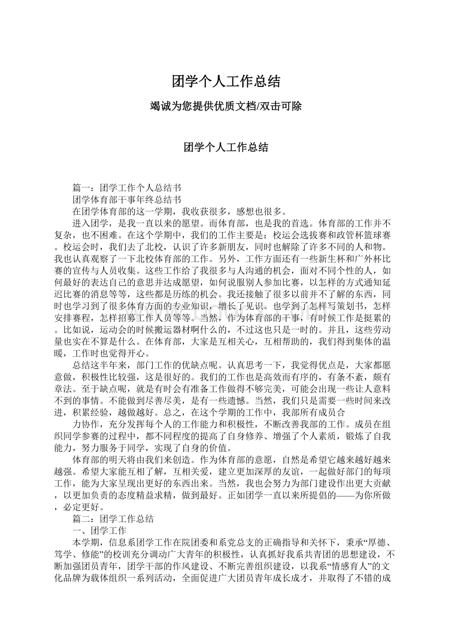 团学个人工作总结Word文档下载推荐.docx