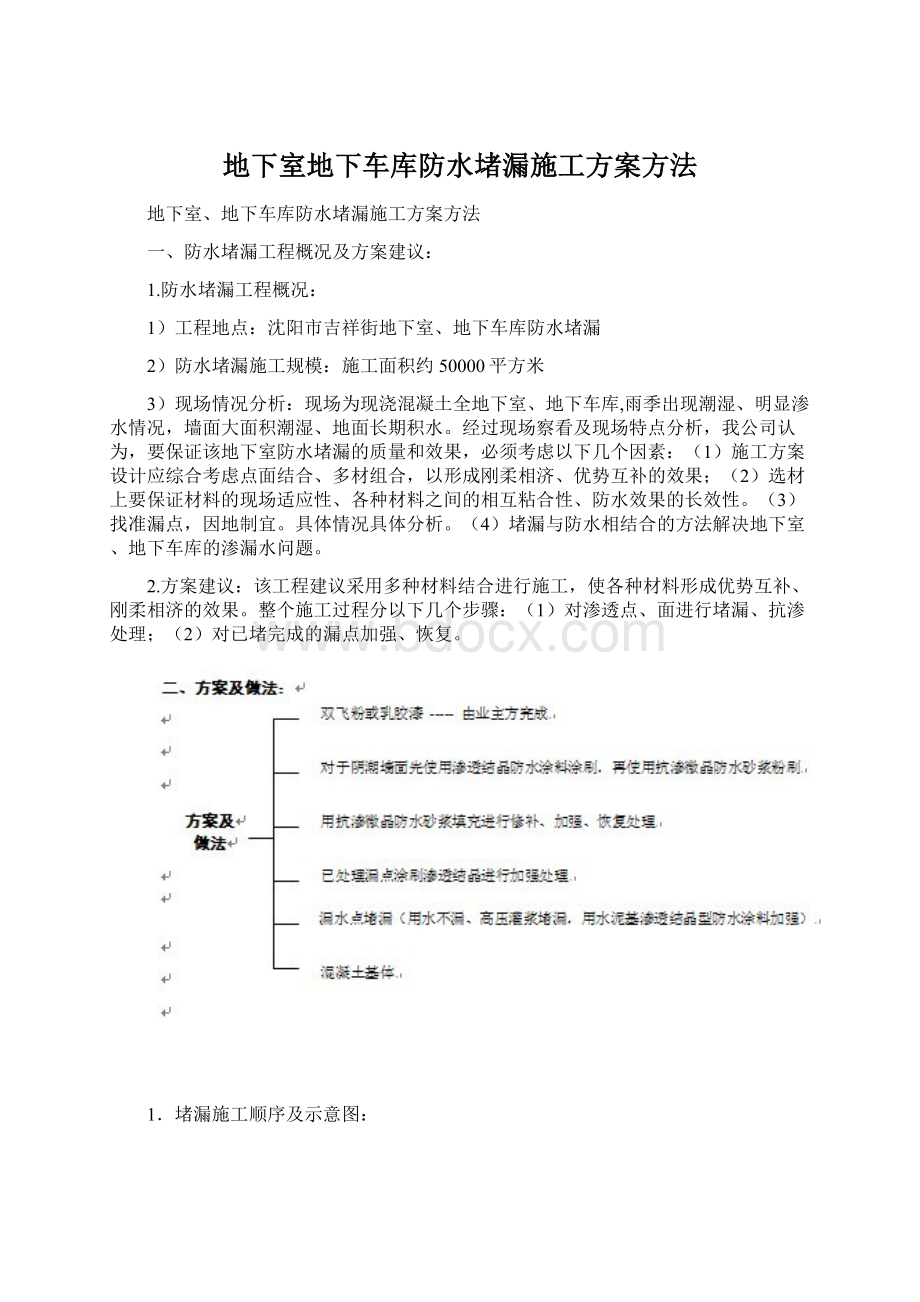 地下室地下车库防水堵漏施工方案方法.docx