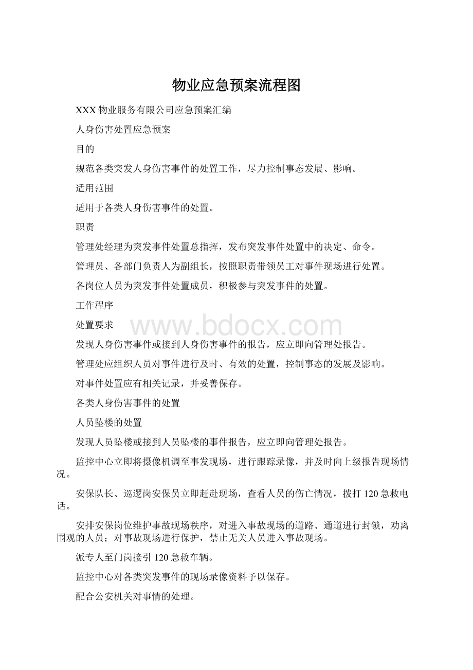 物业应急预案流程图Word格式.docx