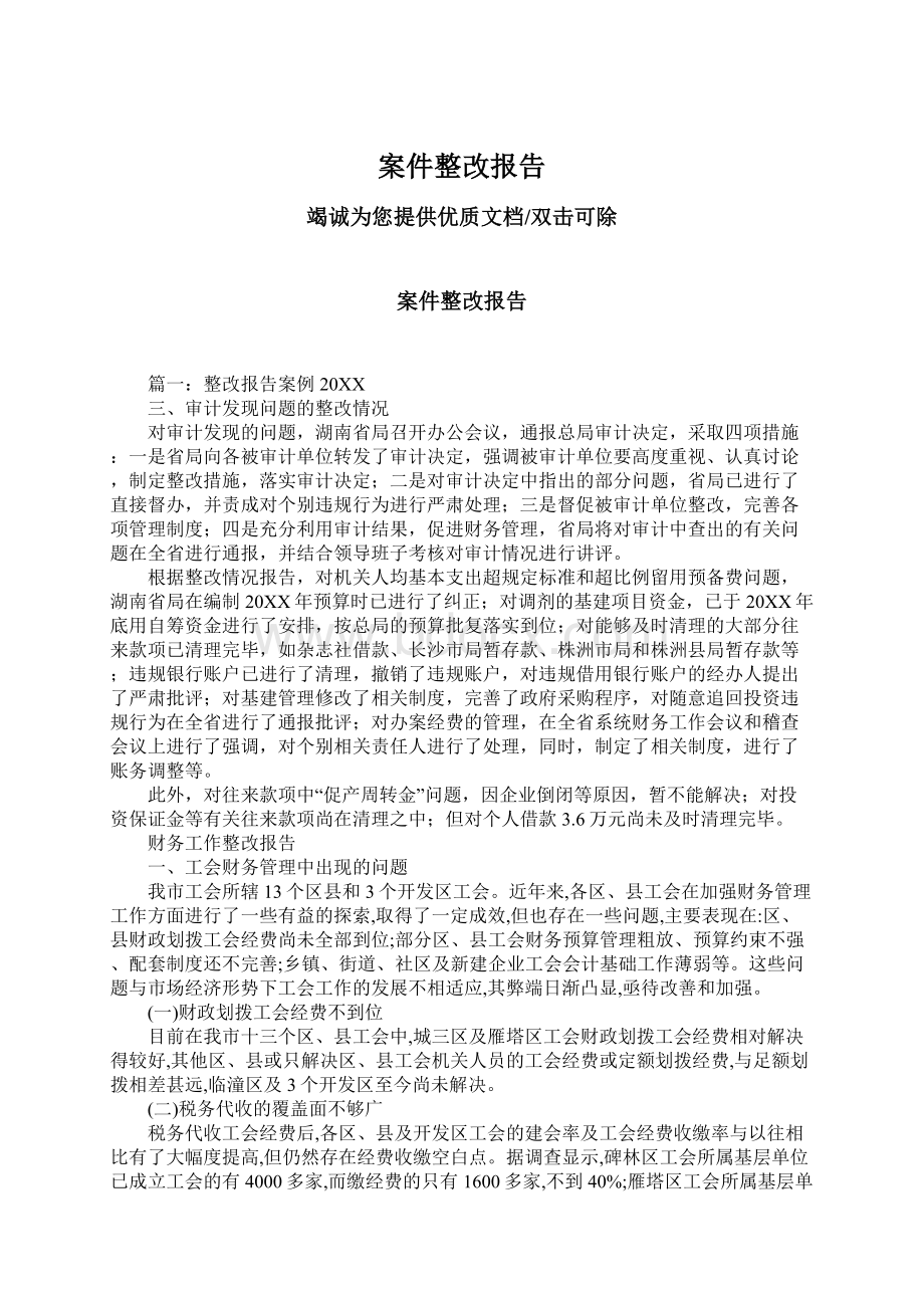 案件整改报告Word文档格式.docx