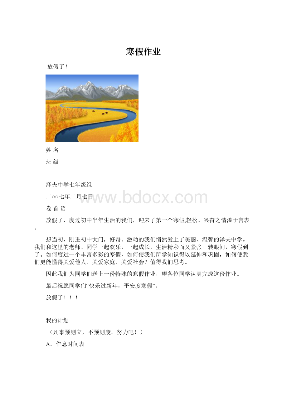 寒假作业Word文档格式.docx