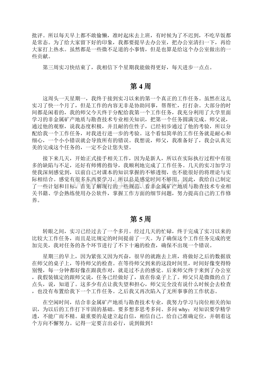 非金属矿产地质与勘查技术专业毕业实习周记范文原创全套.docx_第3页